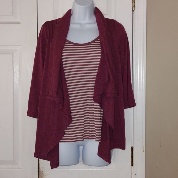 M & S layered attached striped  top Sz 12 - Picture 2 of 5